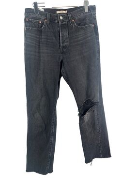 Levi's Wedgie Straight Black/Charcoal Jeans ripped knee y2k Size 30